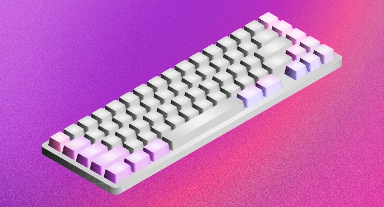 Brand visual showing keyboard and abstract composition