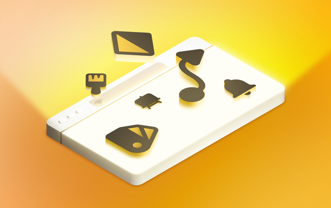 Brand visual with geometric yellow scene