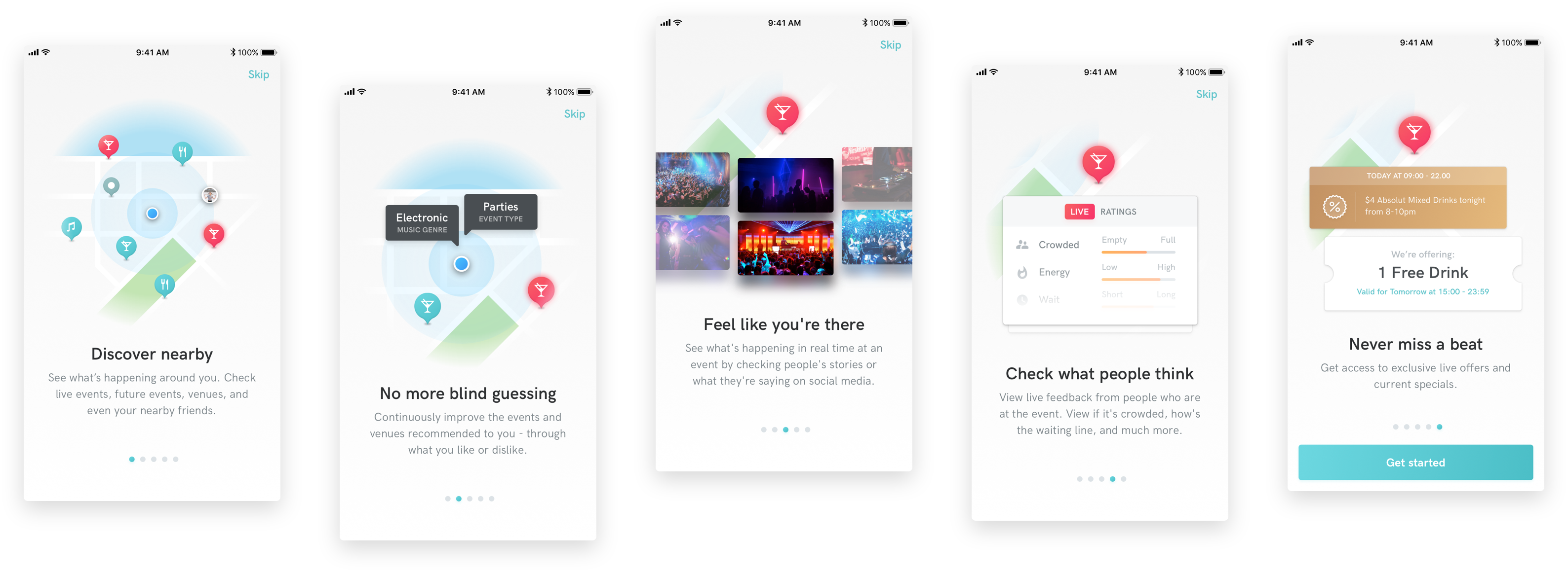 Clinky early mobile explorations for venue and event screens